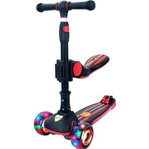 Story 2 v 1 Deluxe so svietiacimi kolieskami mini scooter, čierno-červená