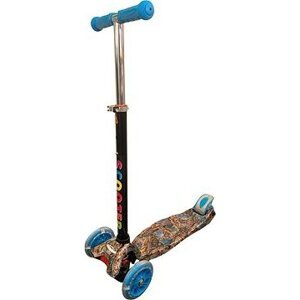 Koloběžka tříkolová MAXI SCOOTER se svítícími kolečky, BLUE DRAGON